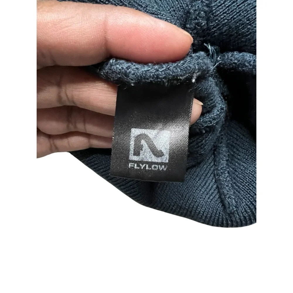 Flylow Gear Pom Beanie Hat Navy Blue Charcoal Grey Knit Winter Ski Snowboard